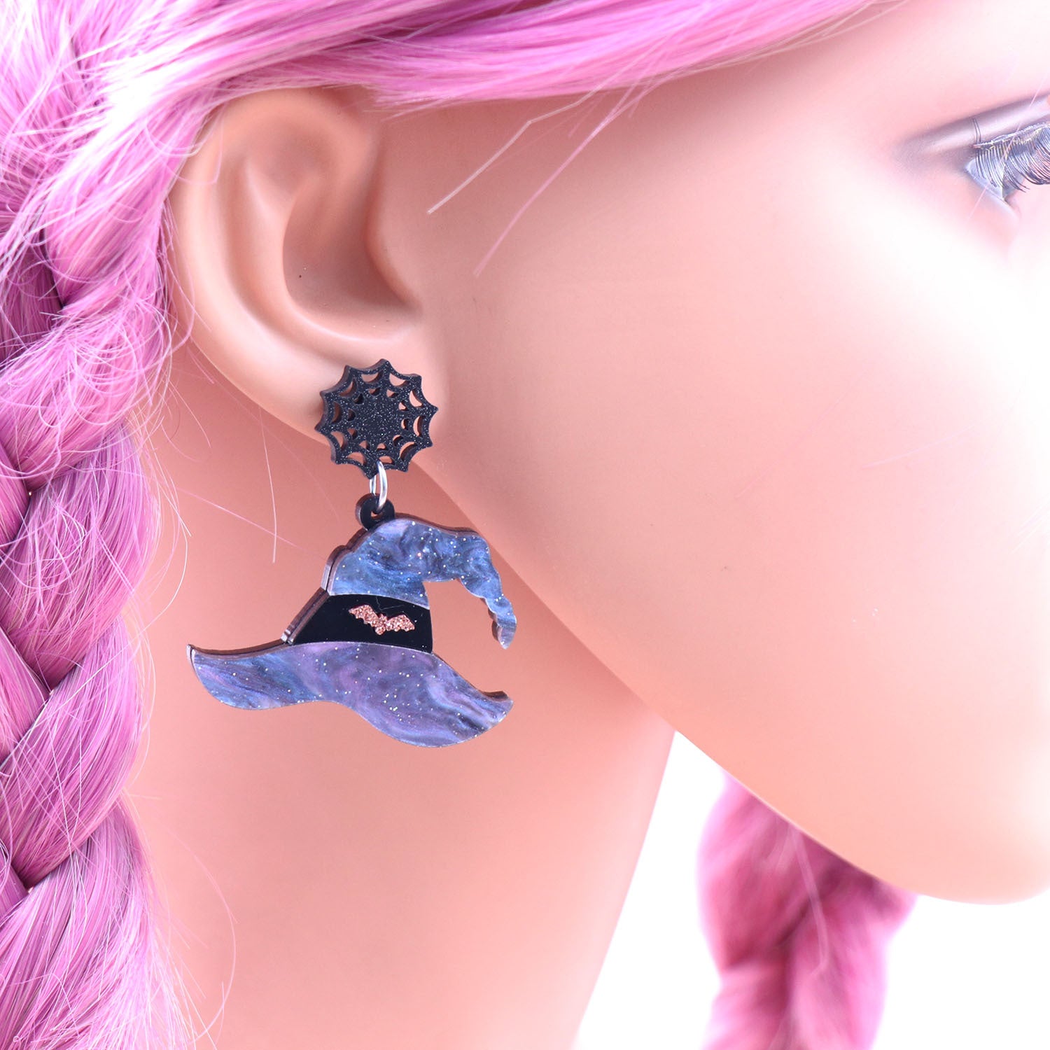 Wholesale Halloween Witch Hat Earrings Spider Acrylic Earrings